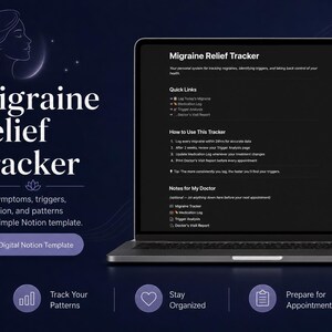 Migraine Tracker Notion Template, Headache Log, Trigger Analysis (Digital Download)