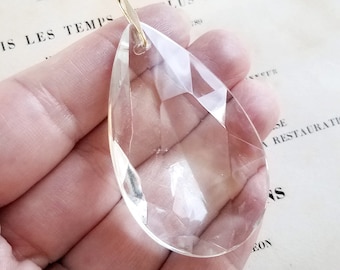 Wholesale Lot of 3 Vintage Crystal Teardrop Faceted Prisms, Antique, Chandelier, Salvaged, Steampunk, Altered Art, Mixed Media, Jewelry.