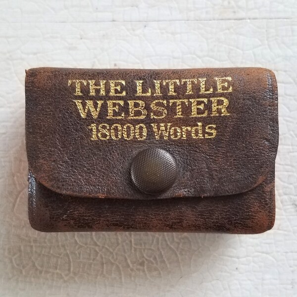 The Little Webster 18000 Words Miniature Dictionary, Liliput Dictionary Printed in Germany, Antique Leather Snap Closure, Rare Vintage Book.
