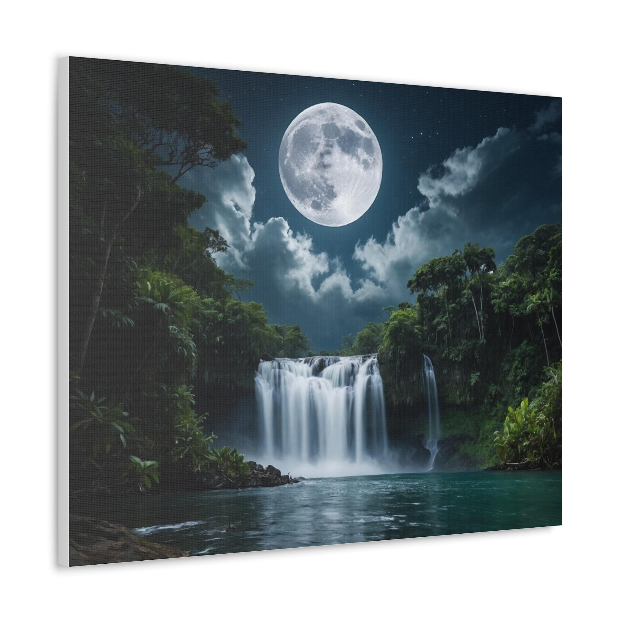 Enchanted Moon, Moon and Waterfall, Enchanted Jungle Art, Full