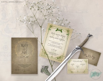 Elven Inspired Wedding Invitation Template (Photoshop Raw Files)