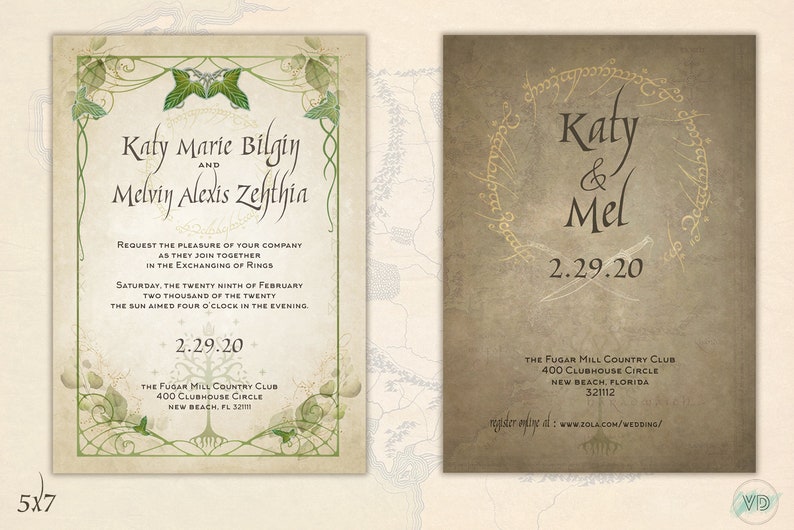 Elven Inspired Wedding Invitation Template Photoshop Raw Files image 2