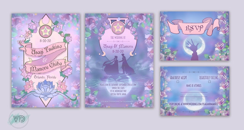 Sailor Moon Inspired Wedding Invitation Template