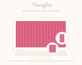 Fondo de Pantalla Rayas Rojo Rosa Set, Fondo Estético para Laptop, Fondo Minimal Elegante para Desktop, iPad y Móvil Bundle | WP254