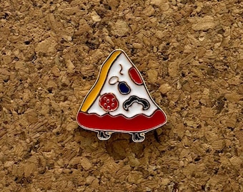 Pizza Slice With Legs Enamel Pin – Cute Food Pin, Kawaii Snack Lapel Pin, Fun Pizza Gift