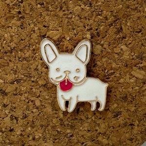 Pin de esmalte de bulldog francés blanco: adorable diseño de bulldog francés