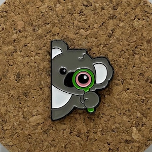 Cute Koala with Magnifier Enamel Pin - Adorable Detective Design