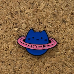Saturn Cat &#39;Home&#39; Enamel Pin - Space Kitty Accessory
