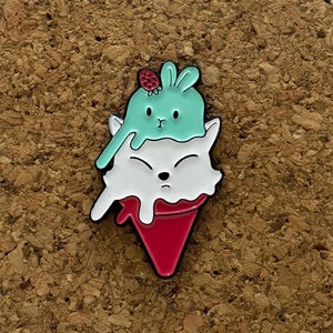Cute Animal Ice Cream Enamel Pin – Adorable Dessert Pin – Unique Gift for Ice Cream Lovers