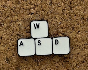 WASD Keyboard Buttons Enamel Pin – Gamer Gift for PC Players – Geeky Gaming Accessory