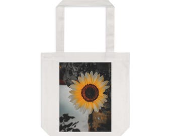 Sonnenblume Baumwolltasche, umweltfreundlicher Shopper, wiederverwendbare Blumentasche, Gartengeschenk, Sommerzubehör, Markttasche