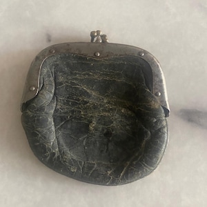 Antique double sided leather change pouch