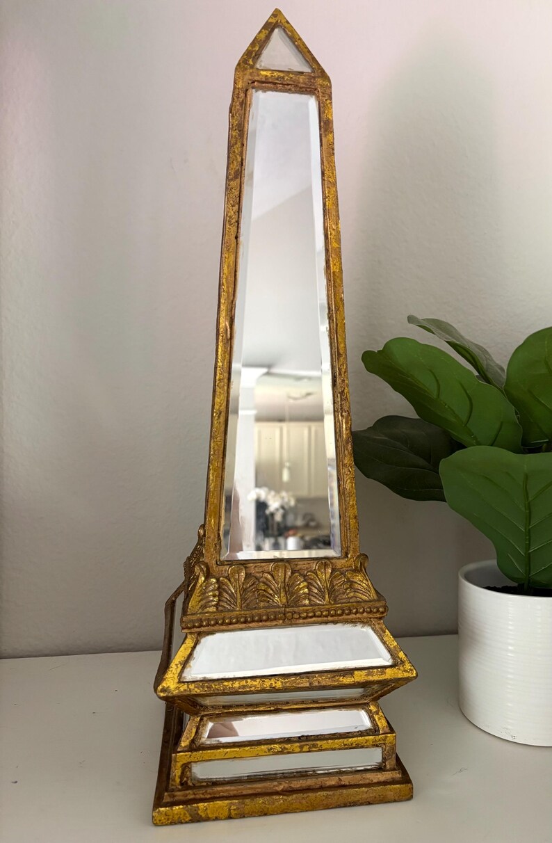Gold Gilt Beveled Mirrored Decorative Obelisk - Etsy