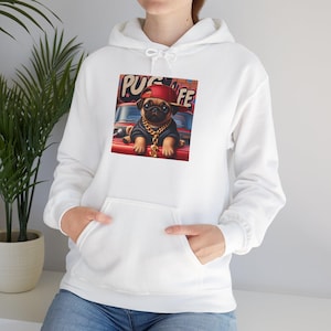Pug Life Hoodie, Hip Hop Style, Unisex Cartoon Art, Comfortable Comfy Unique Style, Dog Lover Gift, Funny Animal Sweatshirt, Streetwear
