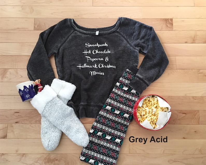 Holiday Sweater Christmas sweatshirt Hallmark Movie Shirt Off Shoulder Top