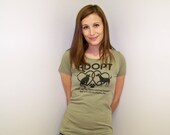 Womens ADOPT shirt, cat shirt, dog shirt, animal rescue t shirts, gift for her, pet lover, typographic tshirt, cats, dogs, adopt dont shop