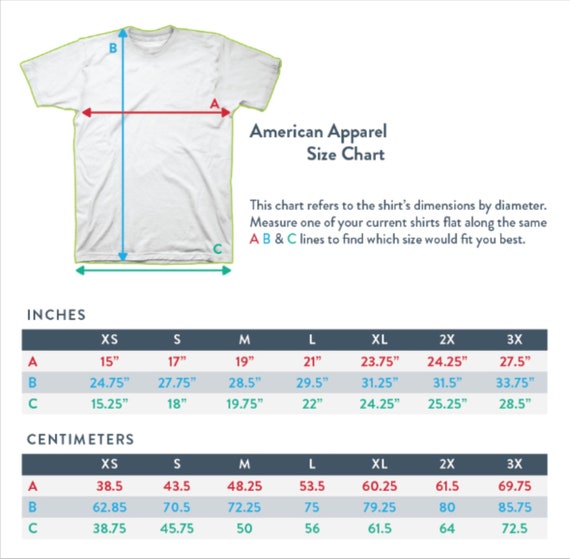 American Apparel Mens T Shirt Size Chart