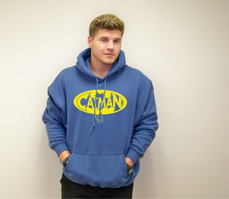 Funny sweatshirt mens pullover hoodie cat man Cat sweatshirt Plus Size cat sweater cats graphic tee Big and Tall mens sweatshirt
