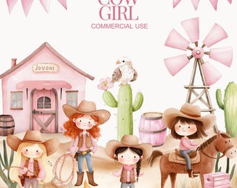 Clipart cow-girl mignon, cow-girl rose, clipart vache fille bébé, Far West, cow-boy, bottes de cow-girl, clipart Western, baby shower, anniversaire png thumbnail