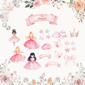 Princess Kingdom - Baby Girl Watercolor , Little Princess Clipart ...