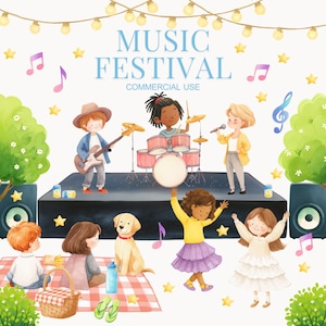 Clipart festiwalu muzycznego, Clipart festiwalu, Clipart pikniku, Szczęśliwy czas, Kosz piknikowy, Park rozrywki, Koncert muzyczny, Karnawał, Żłobek