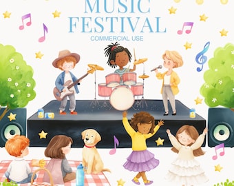 Music festival clipart, Festival Clipart, Picnic Party Clipart, Happy Time, Picnic Basket, Amusement Park, Music Concert, Carnival, Nursery
