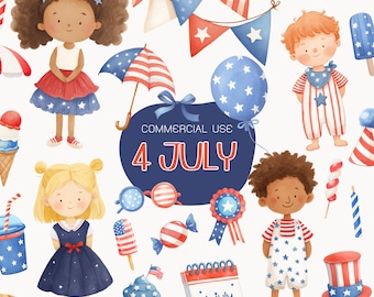 4th of July Independence day watercolor clipart, fourth of july, American celebration, party, Patriotic, USA clipart, Patriotic graphics PNG