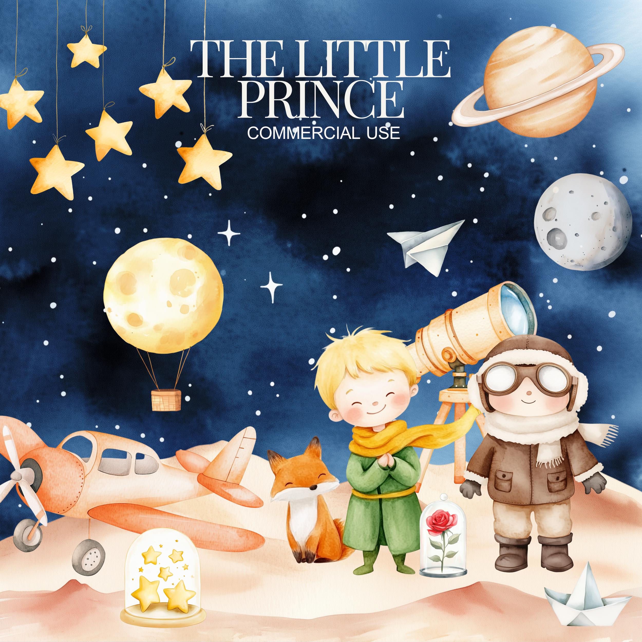 Little prince clipart, the little prince image PNG, little prince png, digital papers ,Kids Party, Prince, cute fox and rose friends,Nursery