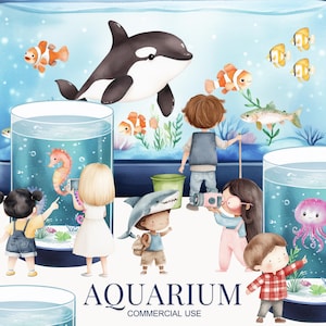 Aquarium Clipart, Familie Clipart, Meer Tiere, Meer Tiere, Meerjungfrau, Qualle, Meerjungfrau, Baby-Dusche, Meer Tiere