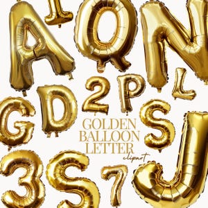 Gold Foil Balloon Alphabet Clip Art, Gold Alphabet graphics in PNG format for, party designs ,Foil Balloon ,Red Balloon, Golden Letter png