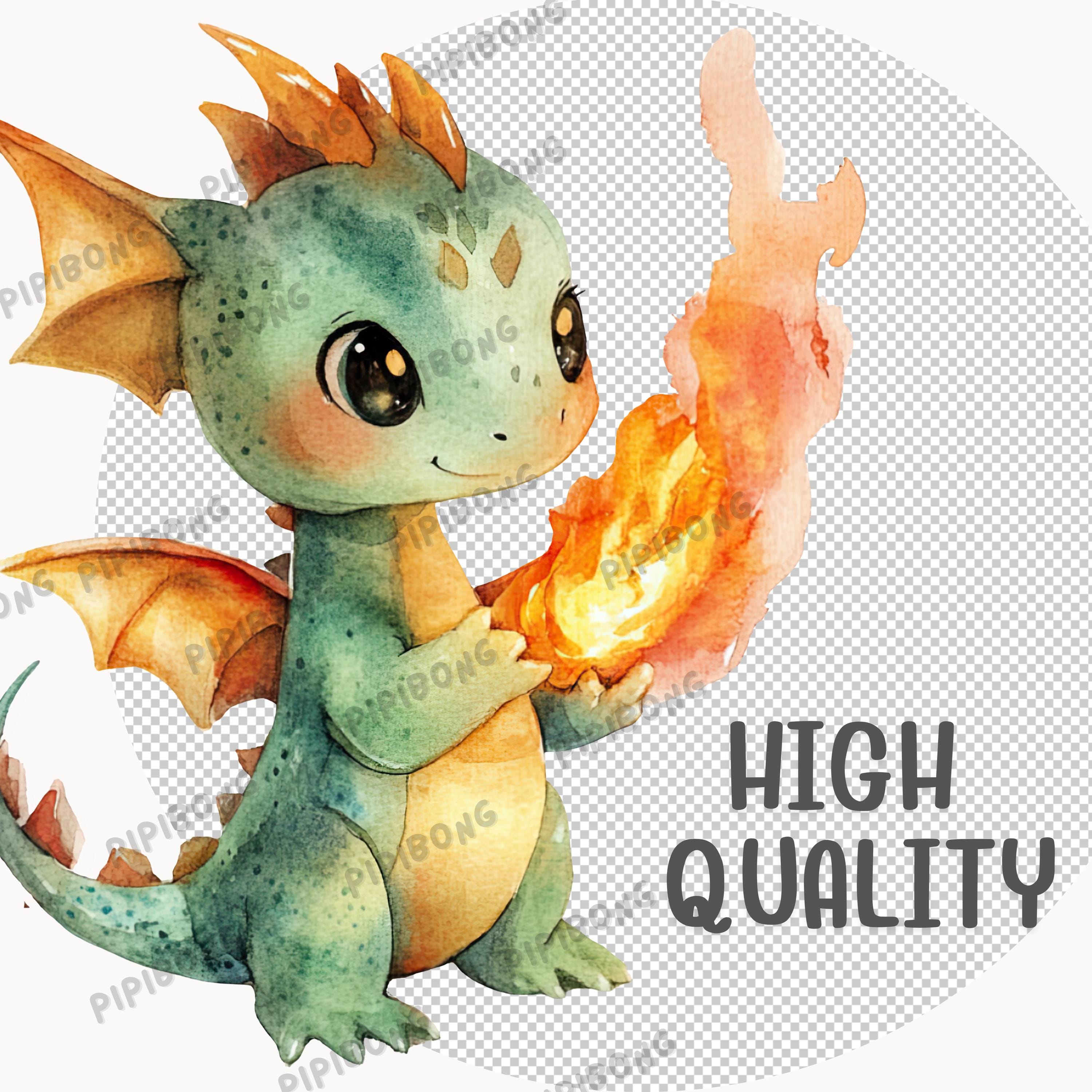 Watercolor Dragon Clipart Bundle | Baby Fantasy Dragon PNG, Mystical ...