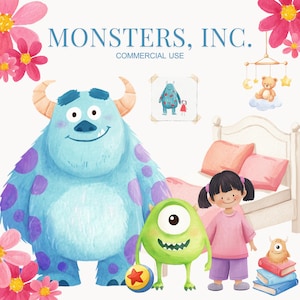 Clipart Monsters Inc. PNG, Sully, Mike, Boo, monstres, anniversaire Monsters Inc, anniversaire Mike Sully, anniversaire d'enfants, art pour enfants