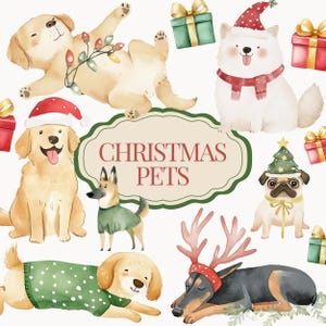 Aquarell niedliche Weihnachtshunde, Aquarell niedliche Hunde Sammlung, Hunde Clip Art, Weihnachtshund, Aquarell Haustier Porträt, gemütlichen Urlaub,
