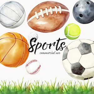 Aquarel sport png, aquarel sport clipart, schattige honkballen, schattige voetballen, schattige voetbal, golf, tennisbal, sportbal clipart