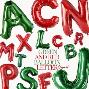 Weihnachten Ballon Alphabet Clip Art, Alphabet Grafiken im PNG-Format für, Grüne Ballons, Rote Folie Alphabet, Weihnachtsschrift, Foil Alphabet png
