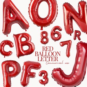 Red Foil Balloon Alphabet Clip Art Digital Instant Download Graphics in PNG Format for Commercial Use Celebration and Party Designs Etsy Canada