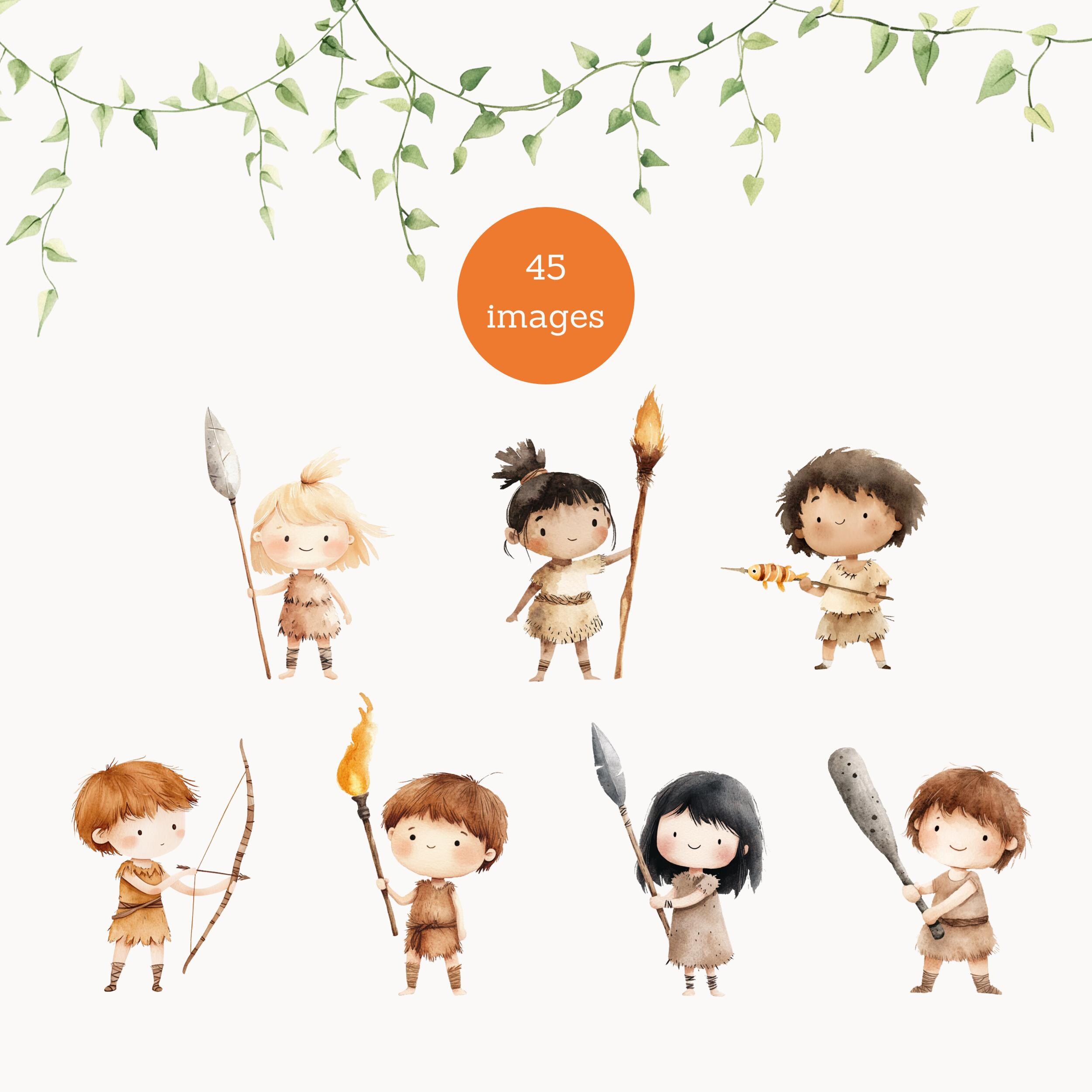 Cute Stone Age Clipart, Cute Dinosaur,dino Watercolor Clipart,t-rex ...