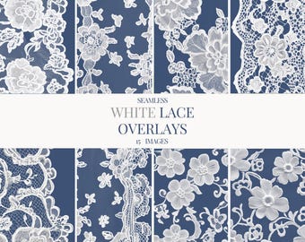 White Lace Overlays, transparent digital paper , card ,scrapbooking clip art, floral  lace PNG vintage lace clipart , Flower Lace overlay