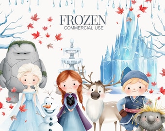 Cute Frozen Clipart, Frozen Princess, Elsa png, Anna png, Olaf png, Frozen Birthday, Cute Princess Clipart, Kids Birthday, Nursery, kid art