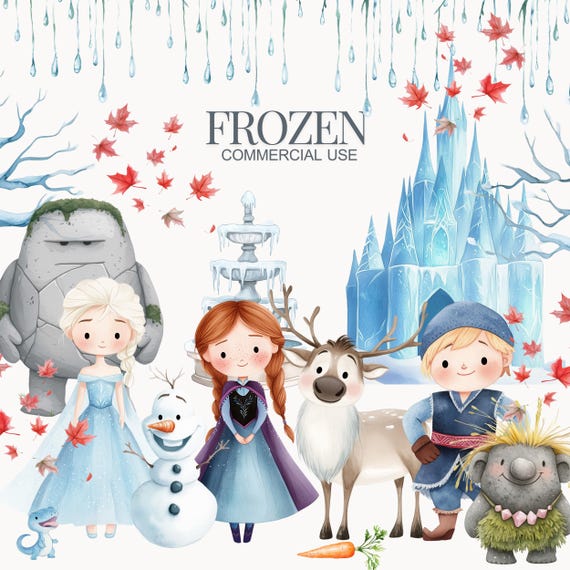 Cute Frozen Clipart, Frozen Princess, Elsa png, Anna png, Olaf png, Frozen Birthday, Cute Princess Clipart, Kids Birthday, Nursery, kid art