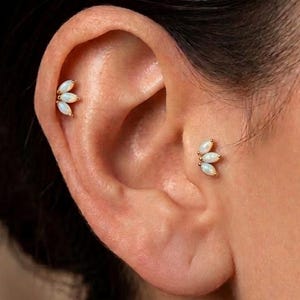 16G/18G Crown Opal/CZ Threadless Stud/Gold/Silver Cartilage Stud/Push Pin Labret Stud/Nose/Tragus/Conch/Helix Piercing/Flat Back Earrings