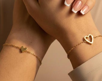 Ensemble de bracelets mère fille coeurs dorés assortis cadeau maman fille bijoux de famille amis cadeau