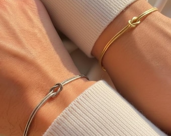 Bracciale con nodo d'amore Bracciale con nodo infinito in argento Set per coppie Set di braccialetti con nodo per coppie abbinati Bracciale con nodo a serpente Bracciale con nodo dell'amicizia