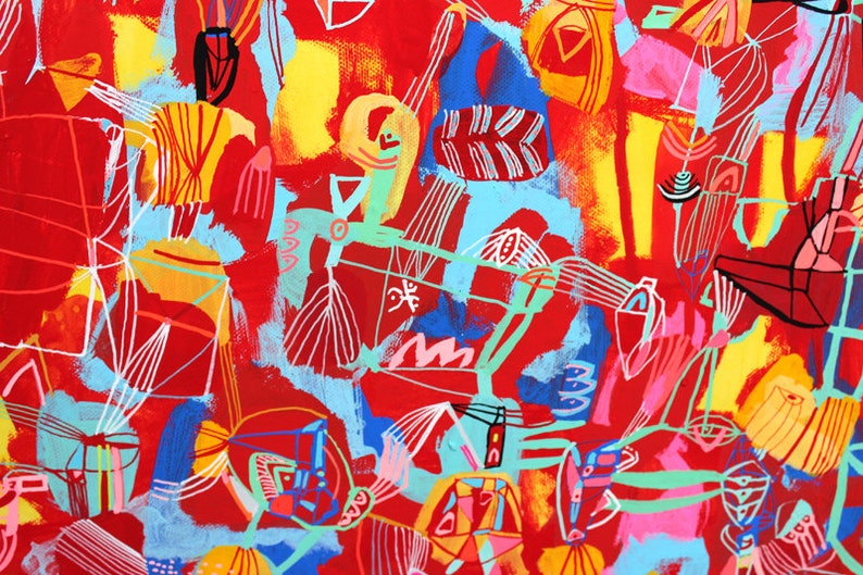 Red City II red painting red city painting abstract painting Etsy