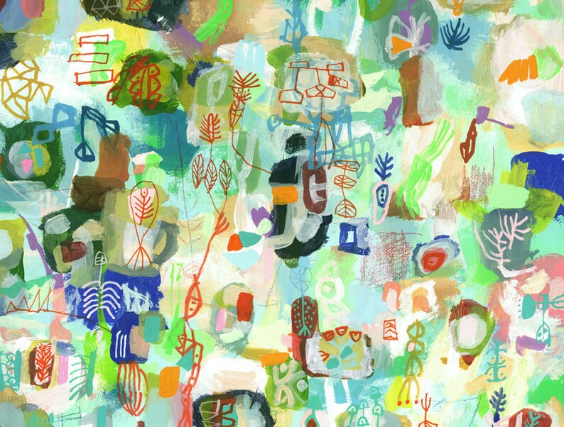 Rolling Meadows Art Print Modern Green Abstract Print Etsy