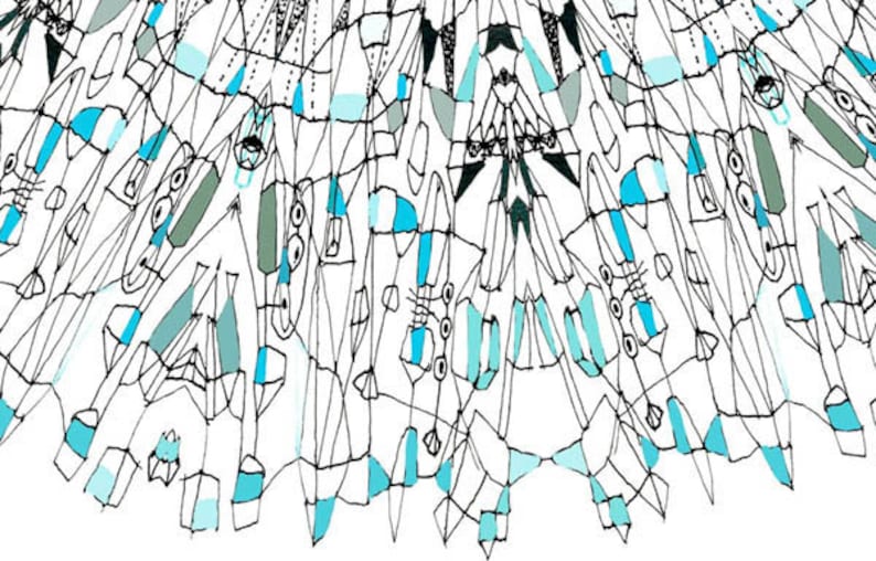 Oslo 74 Drawing Print Abstract Art Print Blue Art Print Etsy