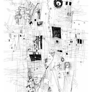 Vivid Dream - Impresión de bellas artes de un dibujo original dibujo de arte en blanco y negro dibujo de pájaro dibujo de mapa Impresión de bellas artes de pájaro
