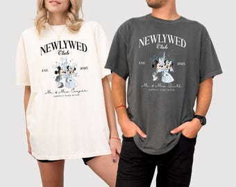 Custom Mickey Minnie Newlywed Club Shirts, Disney Honeymoon Shirts, Disney Wedding Gift, Just Married Shirts, Honeymoon Gift, Newlywed Gifts
