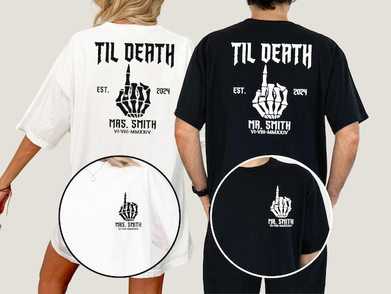 Till Death Married Custom Mr Mrs Shirts, Skeleton Bride Groom Shirts Comfort Colors®, Goth Wife Gift, Gothic Wedding Gift, Goth Bride Shirts