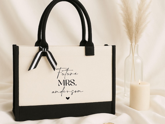 Custom Future Mrs Cornered Bag, Bride Tote Bag, Engagement Gifts, New Bride Gifts, Engagement Tote Bag, Fiancee Gift, Just Engaged Gift